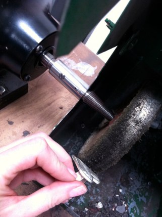 Polishing with a greystone buff.