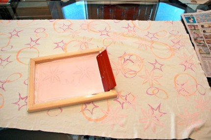 Silk screen layer #3: light pink flowers