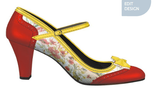 Red, yellow & floral mary-jane pump design from Shoes of Prey
