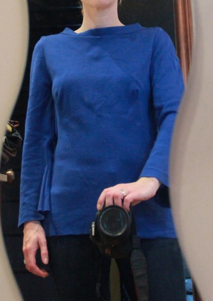 Burda V-neck Top in royal blue wool jersey