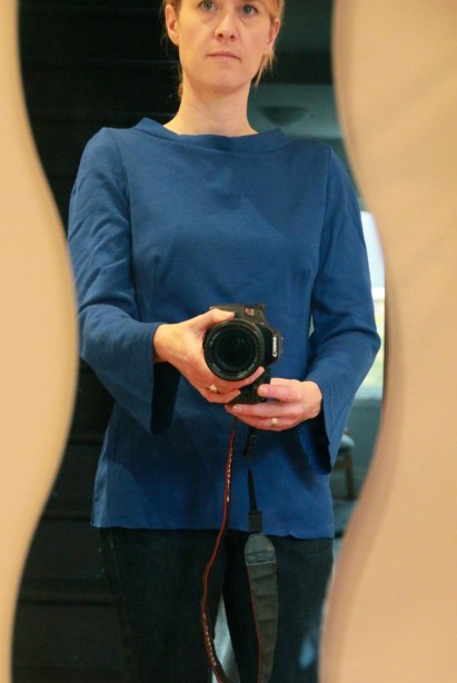 Burda V-neck Top in royal blue wool jersey