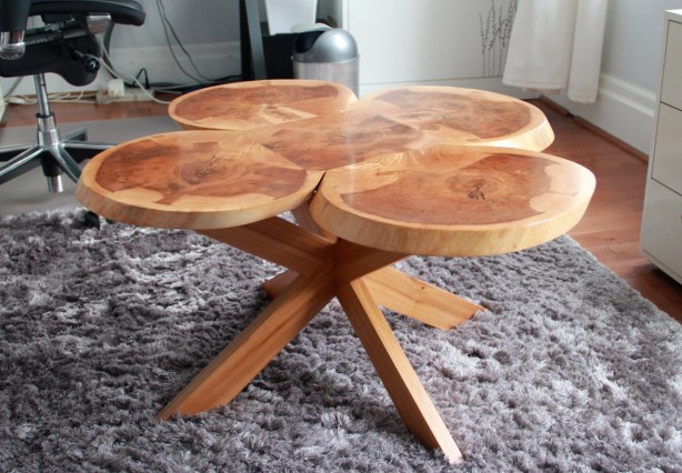 Four-leaf clover coffee table designed & made by Dave Rose