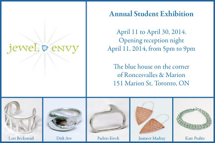 Jewel Envy Student Exhibition 2014 postcard