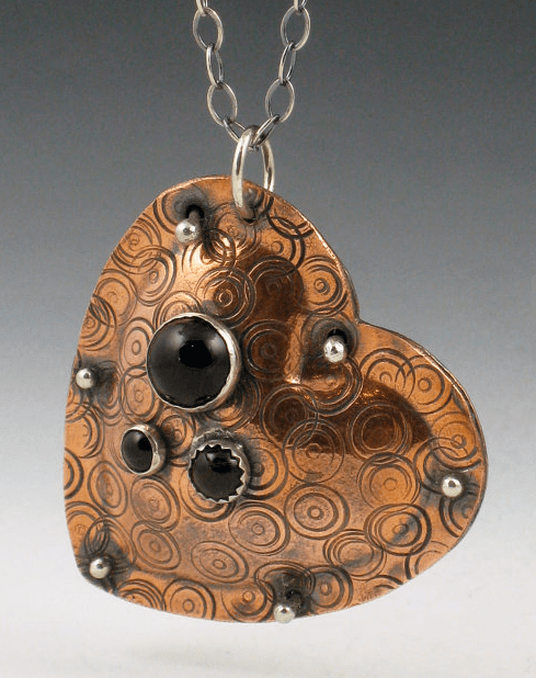 Copper Puffed Heart Necklace by Michele Grady Designs