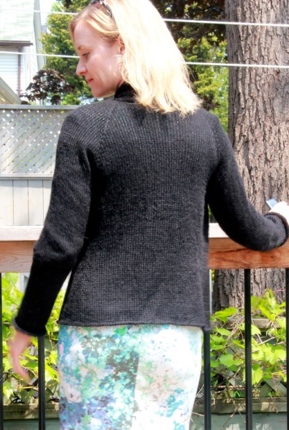 Black Knitted Cardigan with Lace Collar