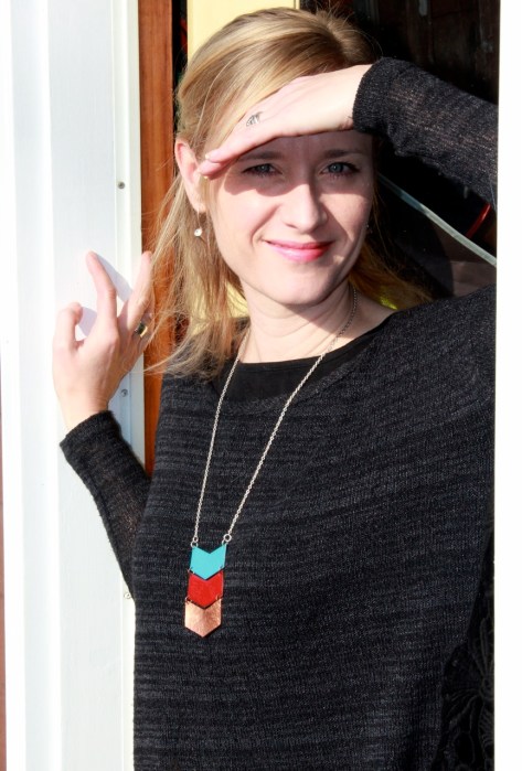 copper & enamel chevron necklace