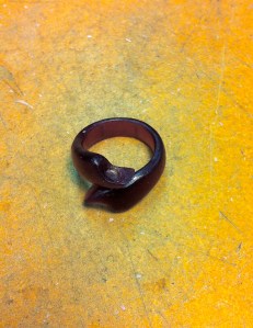 The wax carving of the ring