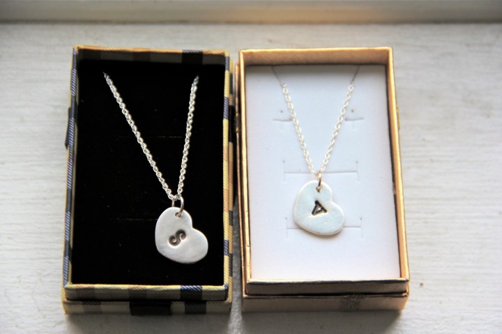 Silver clay initial pendants