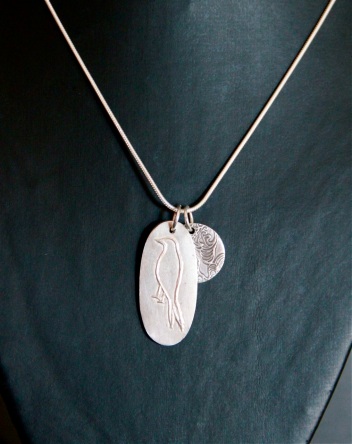 silver clay bird pendant