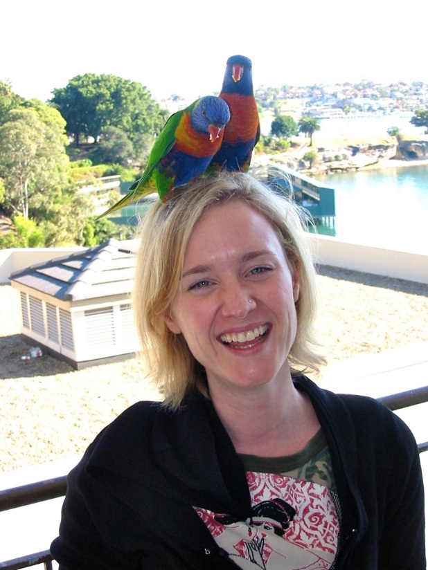 Throwback to 2004, when I lived in Sydney, Australia, and the rainbow lorikeets used to visit my apartment balcony regularly.