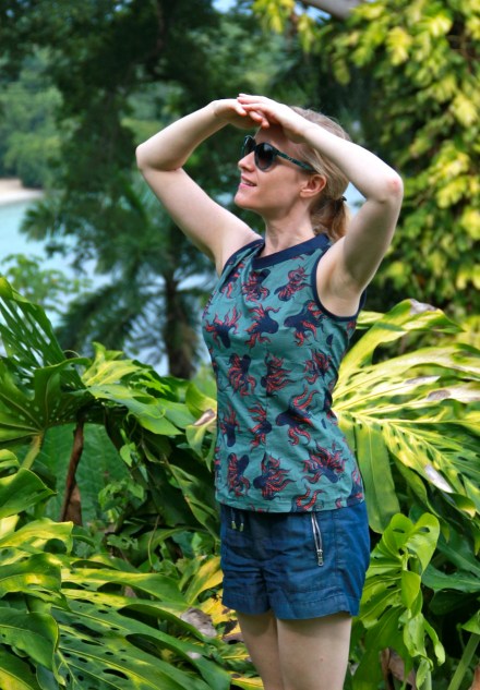 Burda 7051 Tokyo Train Ride Octopus fabric