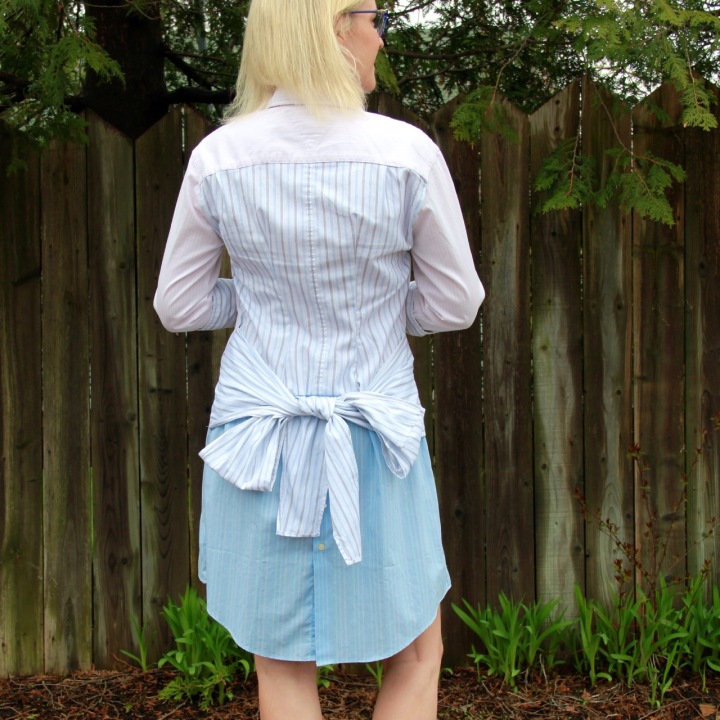 Frivolous at Last - Refashioned shirt dress with bow
